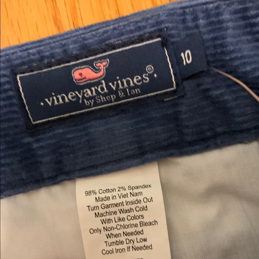Vineyard Vines Blue Corduroy Christmas Pants with Dog Embroidery - Picture 3 of 3